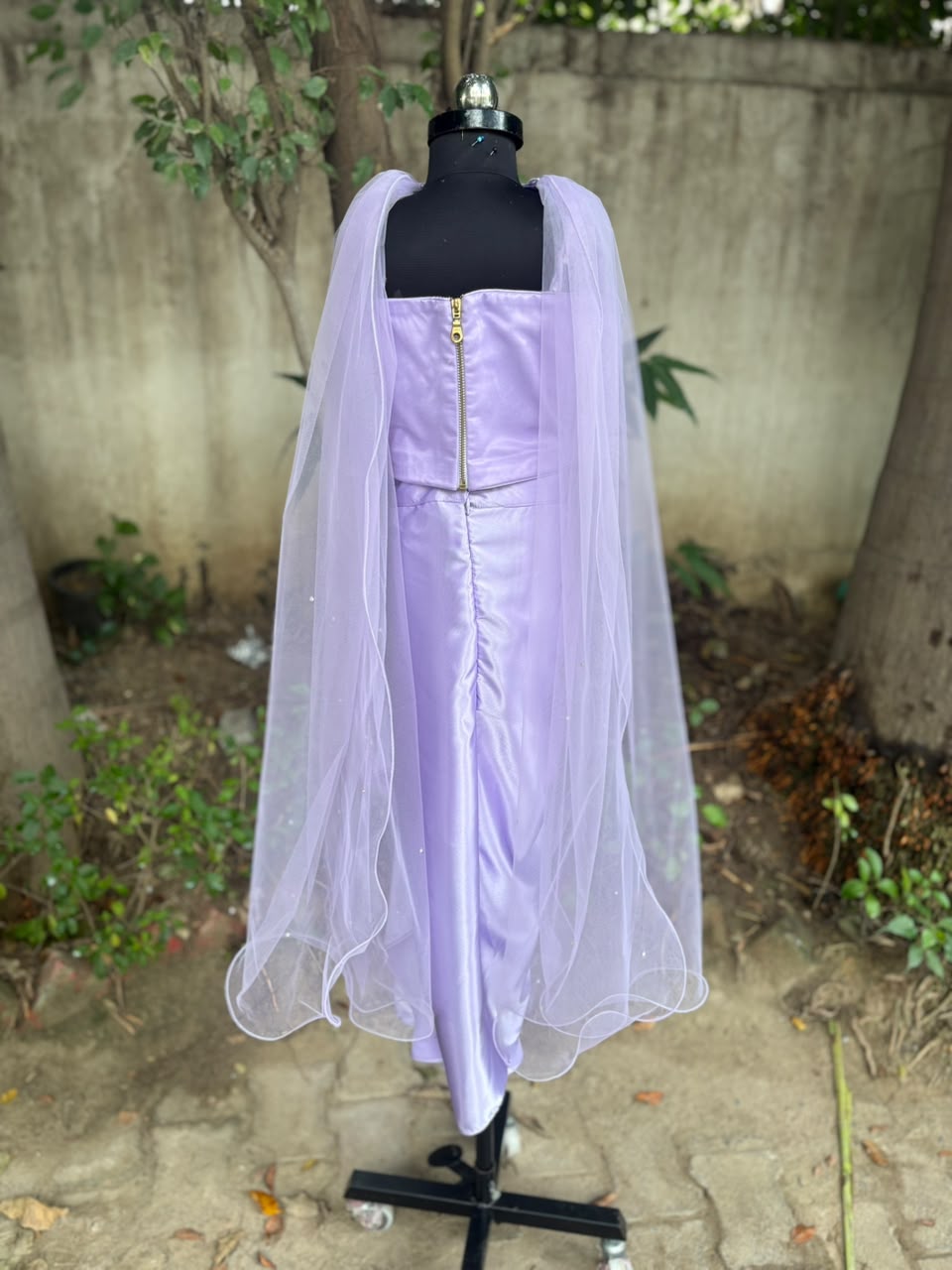 Lilac Meadow Hand-Embroidered Dhoti-Lehenga Set with Dupatta